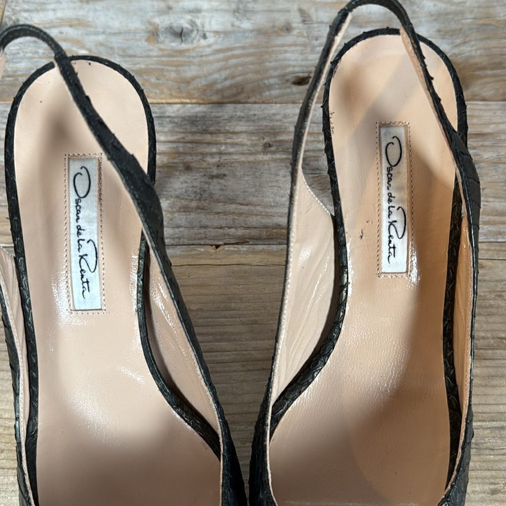 Oscar de la Renta Platform Peep Toe Heels - 37/6.5 - Picture 8 of 9